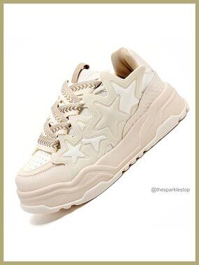 Unisex Stars Casual Walking Shoes Chunky Platform Sneakers Trendy Comfortable